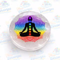 Selenite Charging Plate Coaster with 3D 7 Chakra Symbol