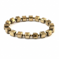 Golden Pyrite Cube Bracelet (Coated Hematite)
